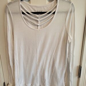 Marc New York White Strappy Long Sleeve Top